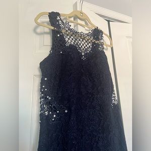 David’s bridal navy blue sparkly long dress, size 17.
